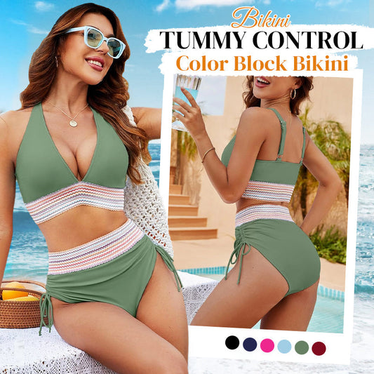 🩷HOT SALE 49% DISCOUNT🩷Patchwork Bikini V Neck 2-Piece Set 👙