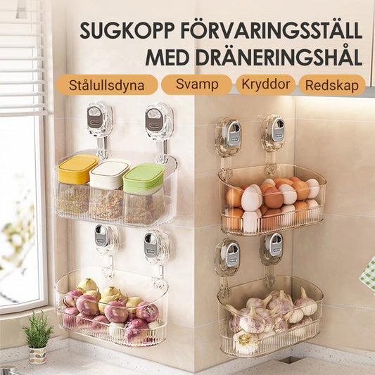 🔥50 % rabatt🔥Förvaringsställ med sugkopp och dräneringshål