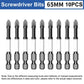 65mm Single Head Hexagon Shank Screwdriver Bits - 10 PCS Set