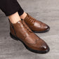 Men's Lace-Up Carved Wingtip Brogue Boots