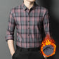 Men's Long Sleeve Warm Plush-Lined Plaid Shirt