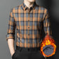 Men's Long Sleeve Warm Plush-Lined Plaid Shirt