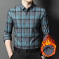 Men's Long Sleeve Warm Plush-Lined Plaid Shirt