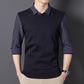 Men's Faux Two-Piece Plush -Lined Shirt with Knit Vest