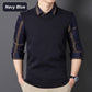 Men's Faux Two-Piece Plush -Lined Shirt with Knit Vest