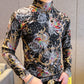Men's Slim Fit Printed Turtleneck Thermal Top