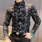 Men's Slim Fit Printed Turtleneck Thermal Top