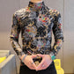 Men's Slim Fit Printed Turtleneck Thermal Top