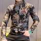Men's Slim Fit Printed Turtleneck Thermal Top