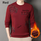 Men's Fashion Printed Thickened Warm Lined Crew Neck Sweatshirt