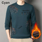 Men's Fashion Printed Thickened Warm Lined Crew Neck Sweatshirt