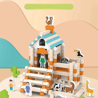 Pedagogiska träklossar（Trähusbyggklossar）