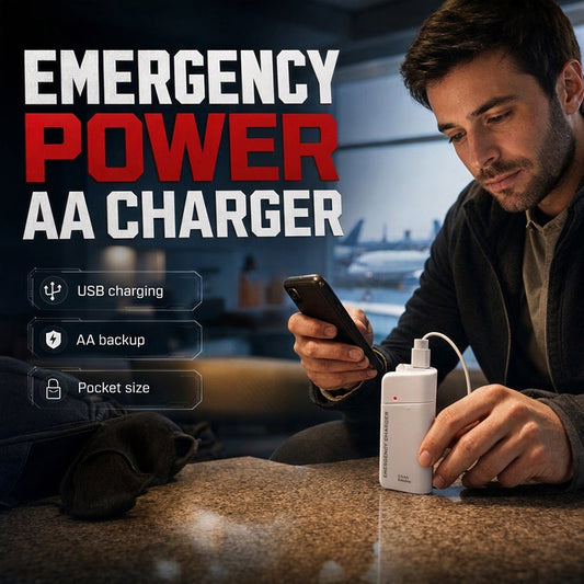 💥 Kup 2 i otrzymaj 1 gratis 🥳 Przenośny awaryjny power bank do telefonu zasilany bateriami AA z latarką LED 🔋🔦💡